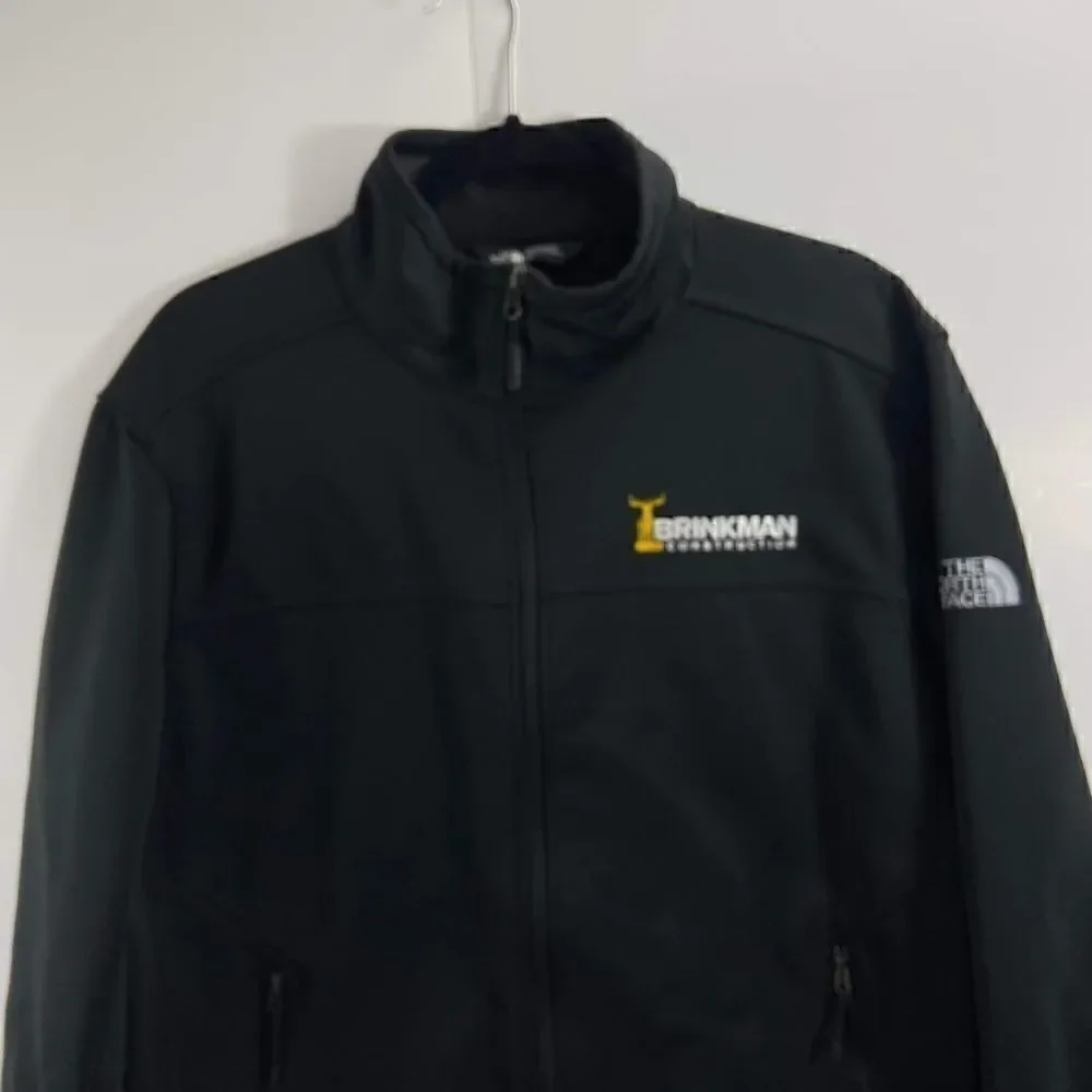 The North Face men's large windwall Soft-shell  Jacket Black Full Zip logo EUC